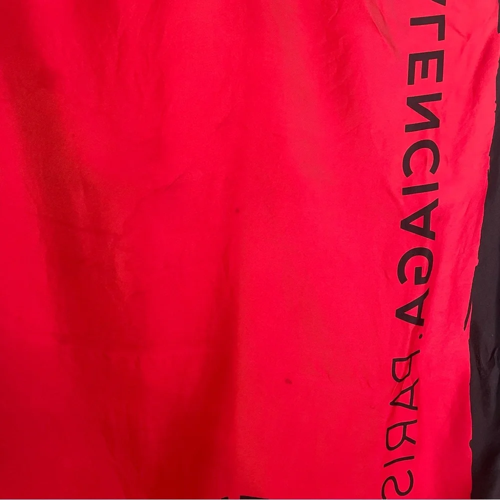 Balenciaga Women's Red Black Printed Square Silk Scarf - Picture 3 of 5